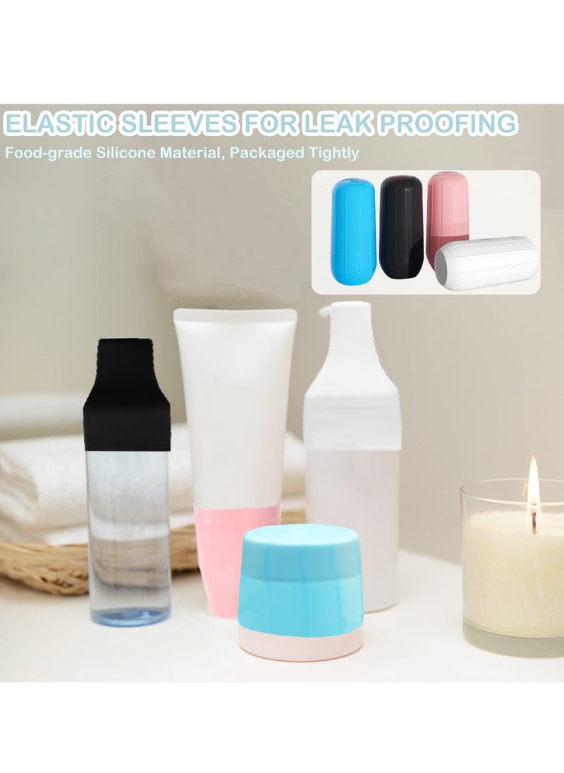 SYOSI - Elastic Sleeves for Leak Proofing Travel, 8pcs Silicone Leak Proof Sleeve Travel Covers, Silicone Travel Sleeves for Toiletries Skins, Reusable Leakproof Sleeve for Toiletries, Shampoo - Image 1