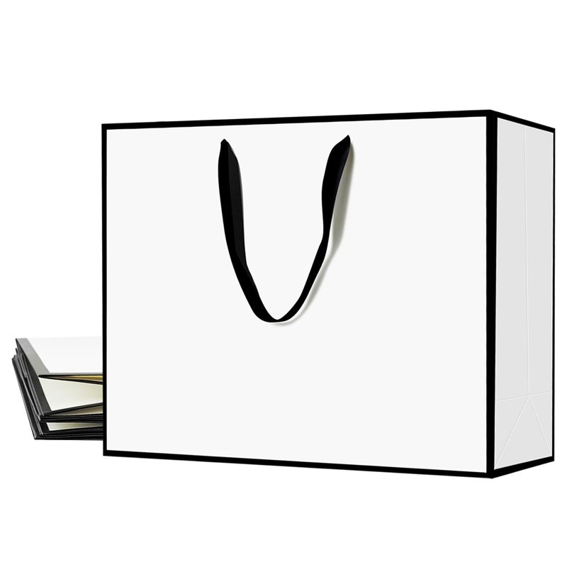 Xloey Extra Large Gift Bags3Pcs 17x55x126 White and Black Gift Bags with HandlesKraft Paper Shopping Bags with Ribbon HandlesGift Wrap Bags for WeddingBirthdayChristmasAnniversary White3pcs - Image 2