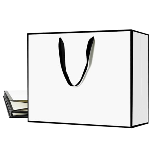 Xloey Extra Large Gift Bags3Pcs 17x55x126 White and Black Gift Bags with HandlesKraft Paper Shopping Bags with Ribbon HandlesGift Wrap Bags for WeddingBirthdayChristmasAnniversary White3pcs - Image 1