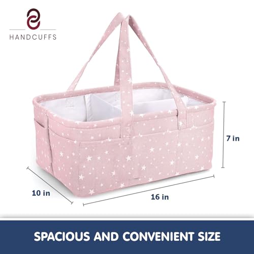 Winnies Cute Diaper Caddy Bag for Smart Mothers Baby Diaper Caddy Organizers Baby Wipes Felt Storage, Nursery, Foldable and Portable (Pink) - Image 2