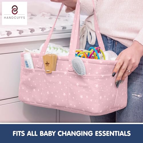 Winnies Cute Diaper Caddy Bag for Smart Mothers Baby Diaper Caddy Organizers Baby Wipes Felt Storage, Nursery, Foldable and Portable (Pink) - Image 4