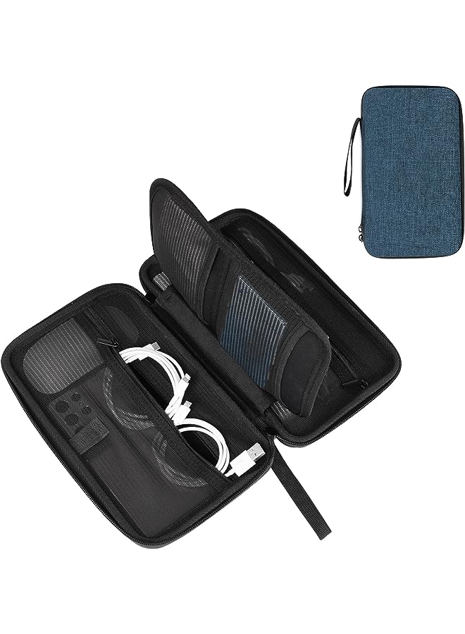 Procases Electronic Accessories Organizer, Travel Organizer Bag for Electronics Accessories Charger Cord Portable External Hard Drive USB Cables Power Bank SD Memory Cards -Navy - Image 1