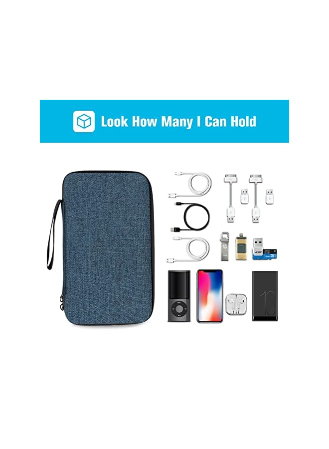 Procases Electronic Accessories Organizer, Travel Organizer Bag for Electronics Accessories Charger Cord Portable External Hard Drive USB Cables Power Bank SD Memory Cards -Navy - Image 3