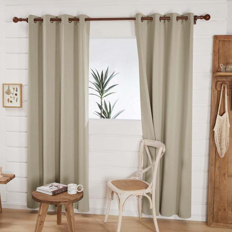 Deconovo Beige Blackout Curtains 96 Inches Long  Blackout Drapes for Bedroom  Light Blocking Window Panels (Beige  52x96 Inch  Set of 2) - Image 2