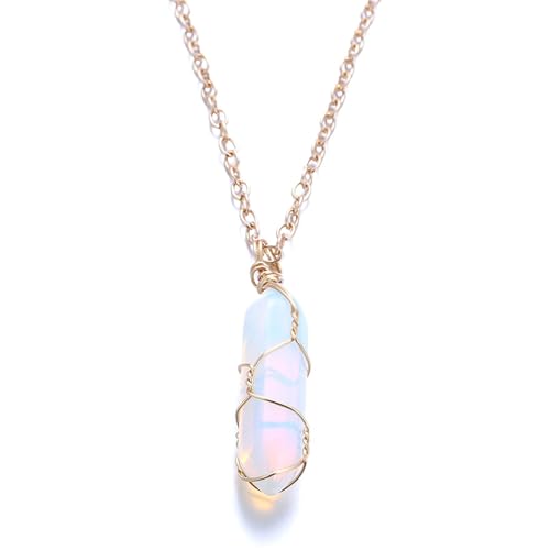 Halukakah Moonstone Necklace - LUNARLOVE - Handmade 18k Gold Plated Modern Elegant Wire, Natural Crystal Hexagonal Shape Pendant and 20" Chain, Gift for Her - Image 4
