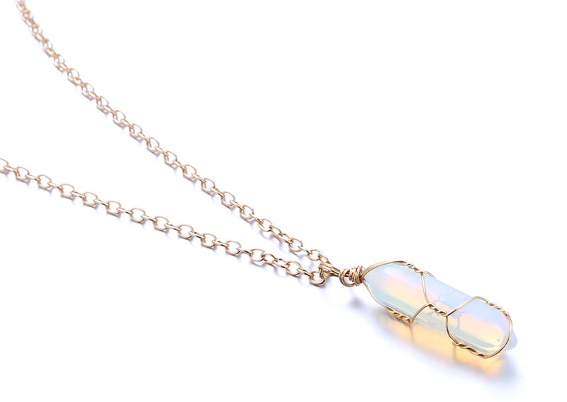 Halukakah Moonstone Necklace - LUNARLOVE - Handmade 18k Gold Plated Modern Elegant Wire, Natural Crystal Hexagonal Shape Pendant and 20" Chain, Gift for Her - Image 3