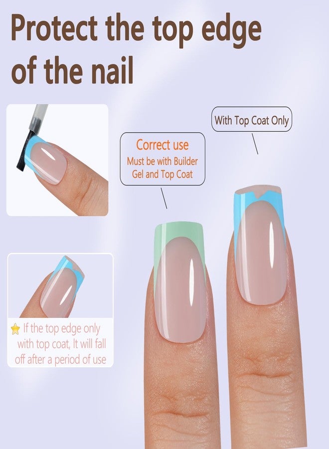 Misssix French Gel Nail Tips, 160Pcs Blue French Tip Press on Nails Short Square, No Need to File Tips Pre-lasting, Fake Nails for Nail Art DIY 16 Sizes - Image 5