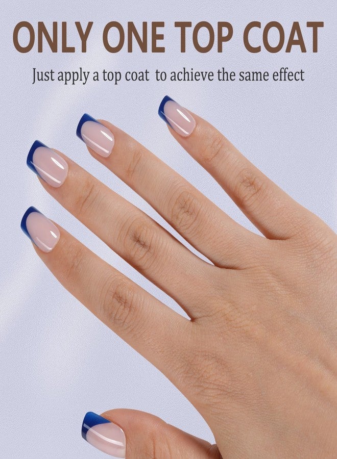 Misssix French Gel Nail Tips, 160Pcs Blue French Tip Press on Nails Short Square, No Need to File Tips Pre-lasting, Fake Nails for Nail Art DIY 16 Sizes - Image 2
