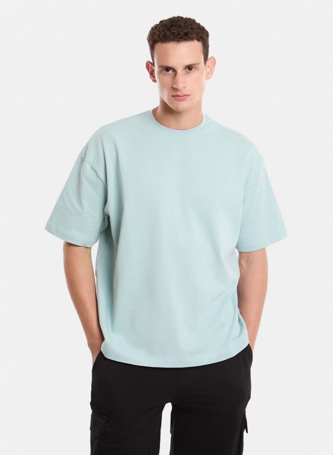 Premoda Men's Oversized Plain T-Shirt Blue  - Image 1