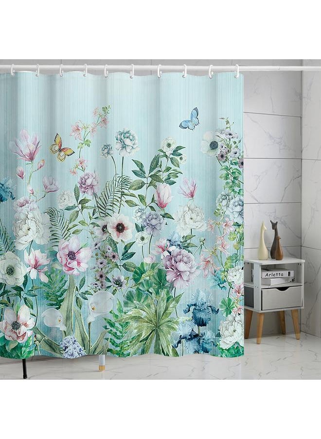 Bluejw Polyester Shower Curtain  Explosions Flowers And Plants Watercolor Bathroom Four-piece Dry And Wet Separation Isolation Waterproof Bath  - Image 1