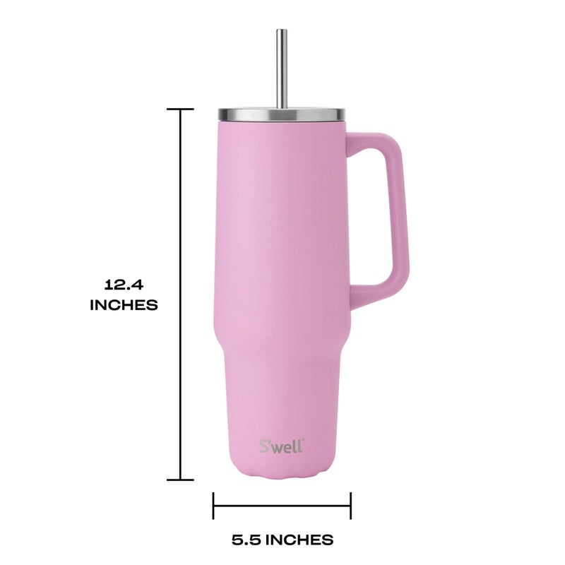 S'well Recycled Stainless Steel Tumbler XL with Straw and Handle, 40oz, Hydrangea Pink, Triple Layered Vacuum Insulated Containers Keeps Drinks Cold for 50 hours and Hot for 10 - Image 5