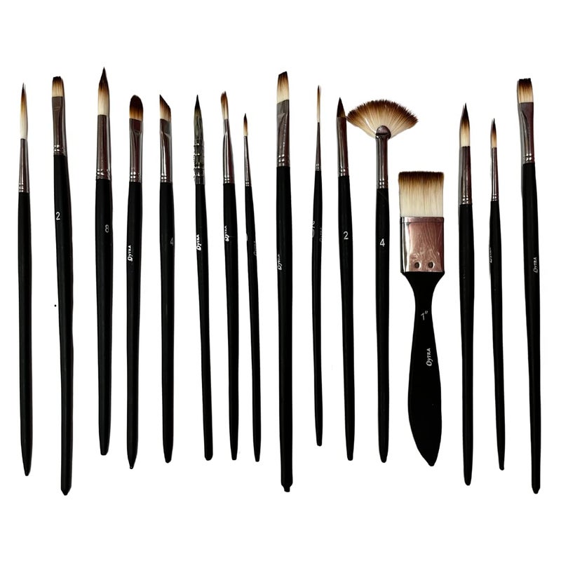 Oytra Paint Brush Set of 16 Professional Artist Painting Brush for Acrylic, Watercolor, & Gouache Painting with Brush Holder - Cruelty-Free - Image 1