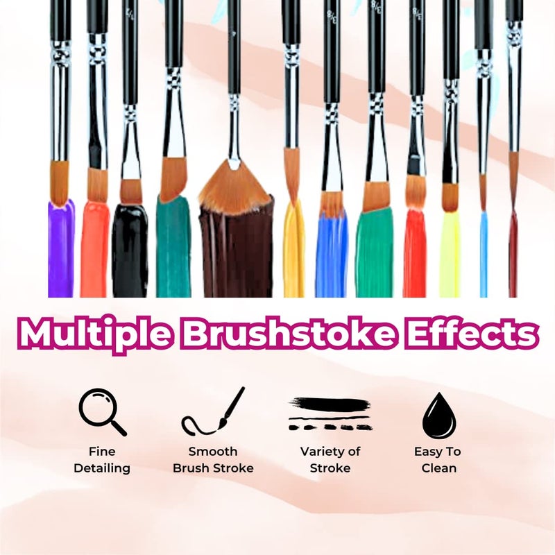 Oytra Paint Brush Set of 16 Professional Artist Painting Brush for Acrylic, Watercolor, & Gouache Painting with Brush Holder - Cruelty-Free - Image 5