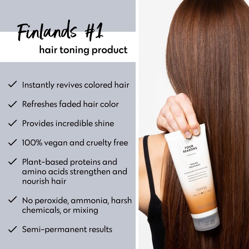 FOUR REASONS Toffee Toning Treatment - Color Depositing Conditioner for Color-Treated Hair - Semi Permanent Hair Toner, Vegan and Cruelty-Free (27 Shades), 6.76 fl oz - Image 5