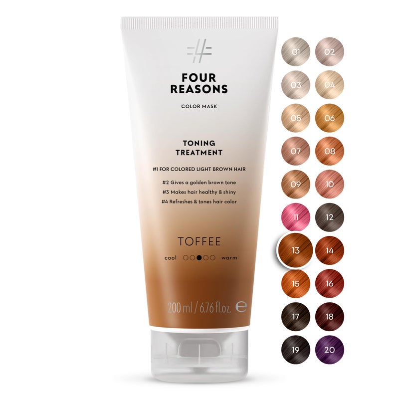 FOUR REASONS Toffee Toning Treatment - Color Depositing Conditioner for Color-Treated Hair - Semi Permanent Hair Toner, Vegan and Cruelty-Free (27 Shades), 6.76 fl oz - Image 1