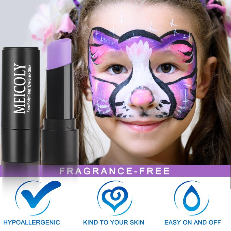 MEICOLY Light Purple Eye Black Stick,Waterproof Eye Black Baseball Softball Football Lacrosse,Lavender Violet Lilac Pale Purple Face Body Paint Stick for Halloween SFX Ursula Cosplay Makeup - Image 3