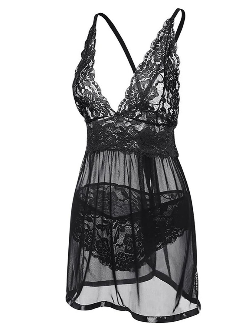 Women's Lace Sleepwear Nightdress Short Nightgown  - Image 1