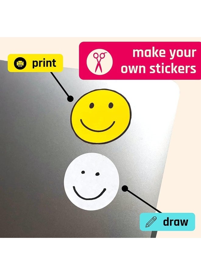Premify - 50 Large Sheets Of Sticker Paper, A3 Size Printable Sheets | Glossy White Stickers For Printing Labels, Self - Adhesive Label For Mailing Address, Photos & Pictures, Photocopies - Image 1