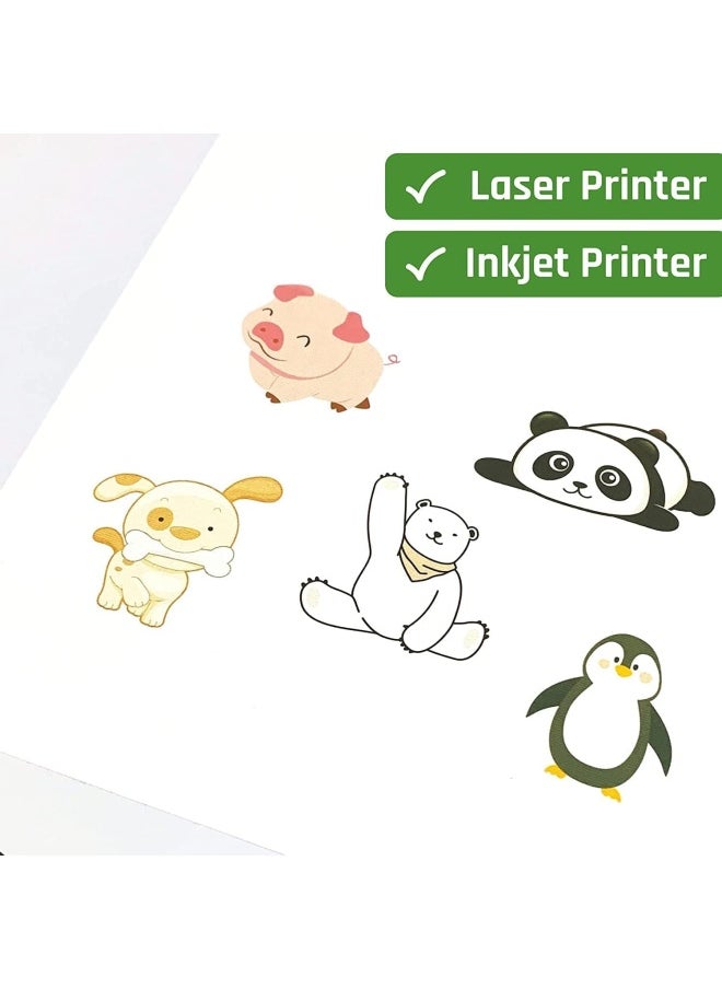Premify - 50 Large Sheets Of Sticker Paper, A3 Size Printable Sheets | Glossy White Stickers For Printing Labels, Self - Adhesive Label For Mailing Address, Photos & Pictures, Photocopies - Image 1