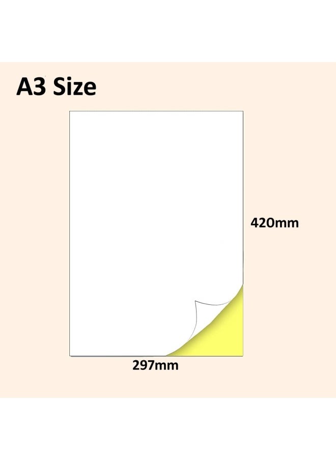 Premify - 50 Large Sheets Of Sticker Paper, A3 Size Printable Sheets | Glossy White Stickers For Printing Labels, Self - Adhesive Label For Mailing Address, Photos & Pictures, Photocopies - Image 1