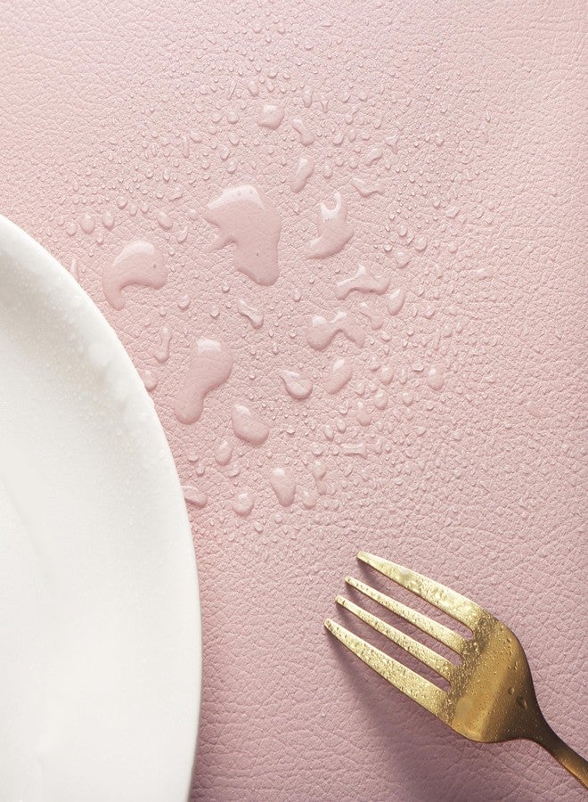 HeloHo Faux Leather Placemats HeloHo Pink and Grey Table Place Mats Set of 4 Waterproof Oilproof Heat Stain Resistant Washable Wipeable Placemat for Kitchen Dining Table Decoration Indoor Outdoor - Image 4