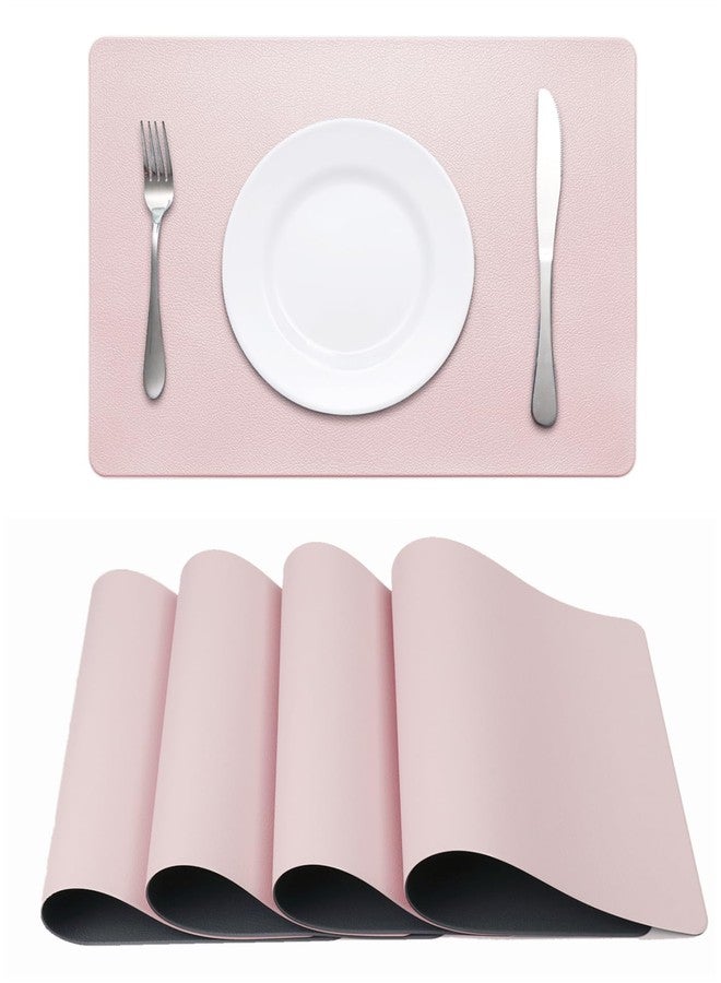 HeloHo Faux Leather Placemats HeloHo Pink and Grey Table Place Mats Set of 4 Waterproof Oilproof Heat Stain Resistant Washable Wipeable Placemat for Kitchen Dining Table Decoration Indoor Outdoor - Image 1