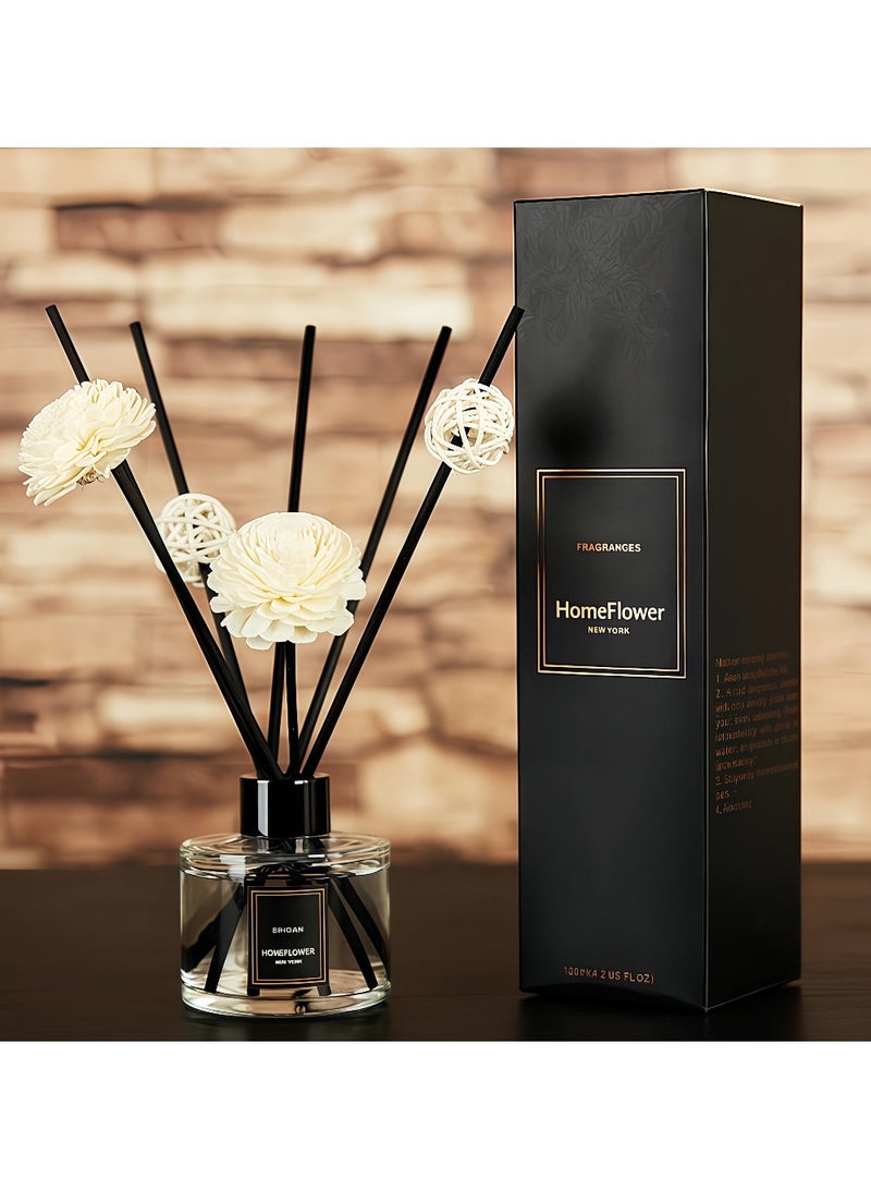 Sandalwood Reed Diffuser Set 120ml,Luxury Long Lasting Aromatic Room Fragrance for Home & Office ,Essential Oil Sticks Air Freshener Gift  - Image 1