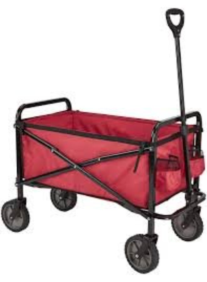 80Kg Foldable Heavy Duty Garden Trolley - Red| Thick Wheel Camping Cart - Image 5
