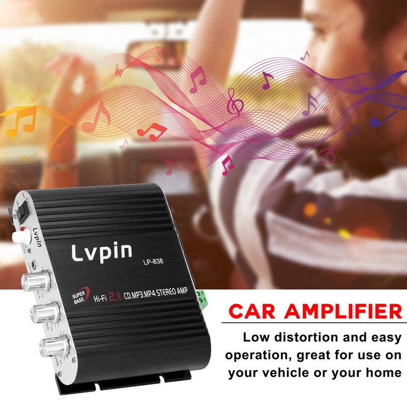 Mini HIFI Audio Stereo Power Amplifier Subwoofer MP3 Car Radio Channels 2 Household Super Bass Lvpin 838 - Image 3