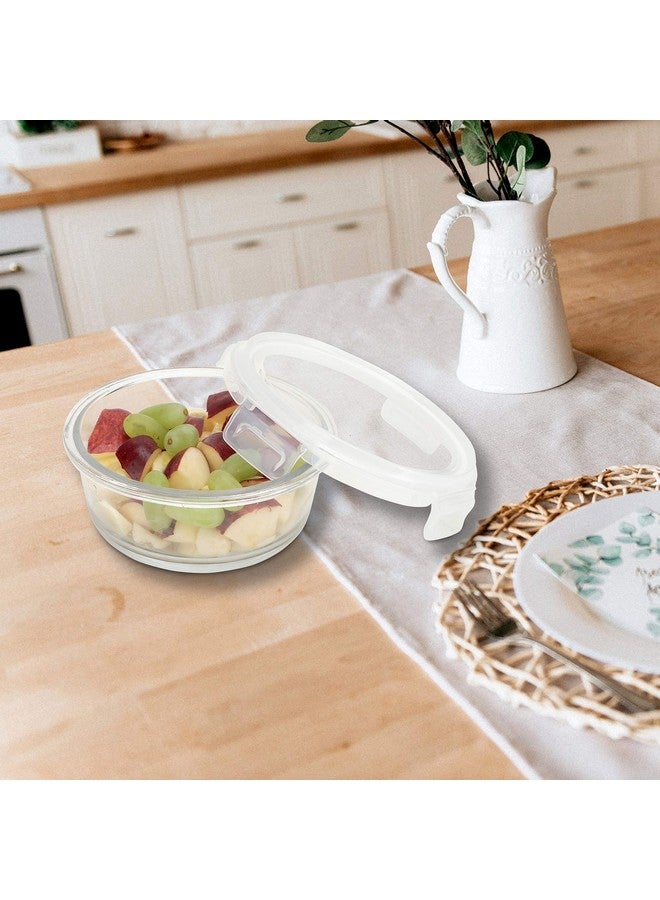 SIMPARTE Borosilicate Transparent Round Glass Food Container with Lid, Microwave Safe & Oven Safe, Air tight Leakproof Lunch, TIffin Box - 400ml (Set of 1) - Image 3
