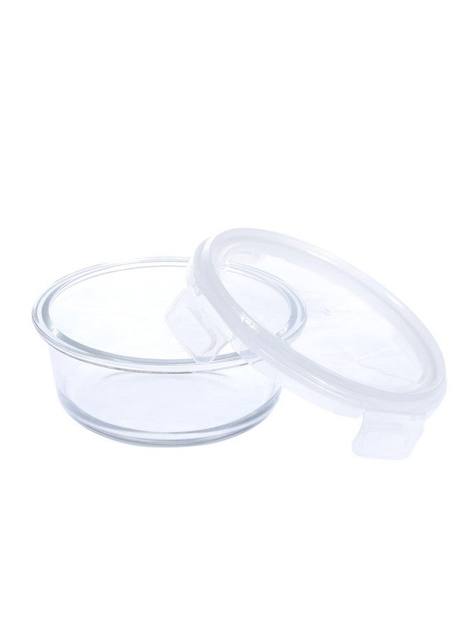 SIMPARTE Borosilicate Transparent Round Glass Food Container with Lid, Microwave Safe & Oven Safe, Air tight Leakproof Lunch, TIffin Box - 400ml (Set of 1) - Image 4