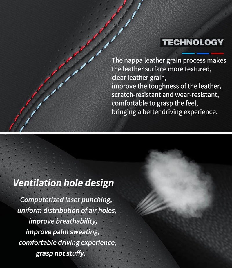 Deer Route Custom-Fit for Dodge Steering Wheel Cover, Premium Leather Car Steering Wheel Cover with Logo, Non-Slip, Breathable, for Dodge Accessories (D-Style,for Dodge) - Image 5