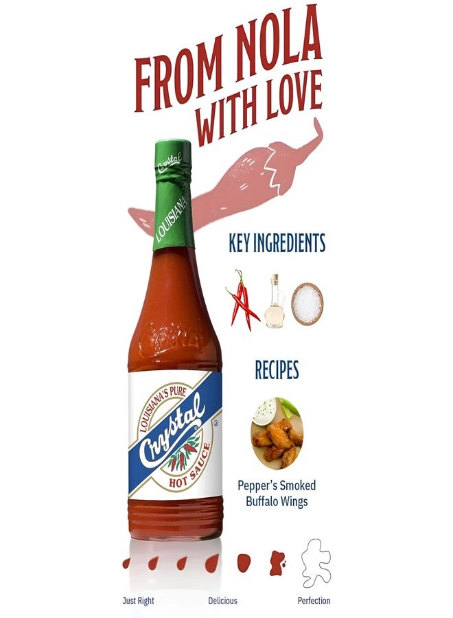 Crystal صلصة حارة كريستال 12 أونصة (عبوة من 2) - صلصة حارة نقية من لويزيانا، نكهة أصلية - منخفضة الدهون - منخفضة الصوديوم - مثالية لتتبيل السندويشات، الحساء، اليخنات، البطاطس المقلية والمزيد - Image 4