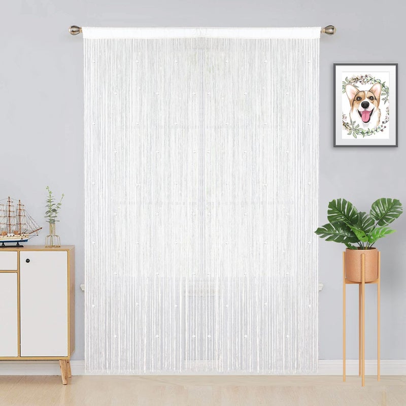 YIIBAII Beaded Curtain Beaded Curtains for Doorways Crystals Suitable for Interior Hanging Decoration and Partitions Closet Curtains (39"x79", White) - Image 3