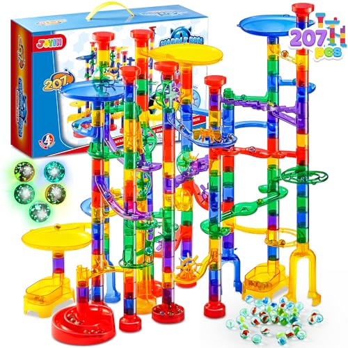 JOYIN 207Pcs Glowing Marble Run Construction Building Blocks Toys with 5 Glow in The Dark STEM Toy for Boys and Girls Educational Toy Birthday Gifts Easter Basket Stuffers - Image 1