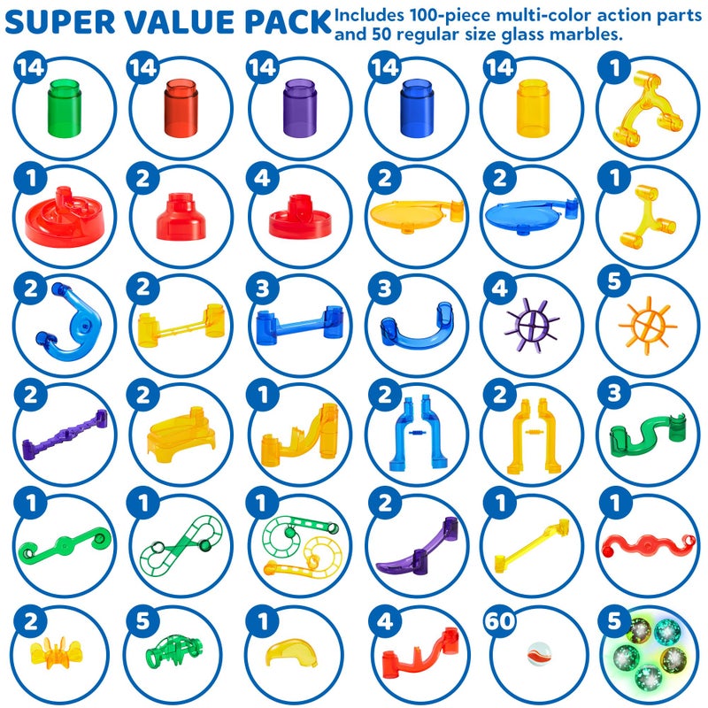 JOYIN 207Pcs Glowing Marble Run Construction Building Blocks Toys with 5 Glow in The Dark STEM Toy for Boys and Girls Educational Toy Birthday Gifts Easter Basket Stuffers - Image 3