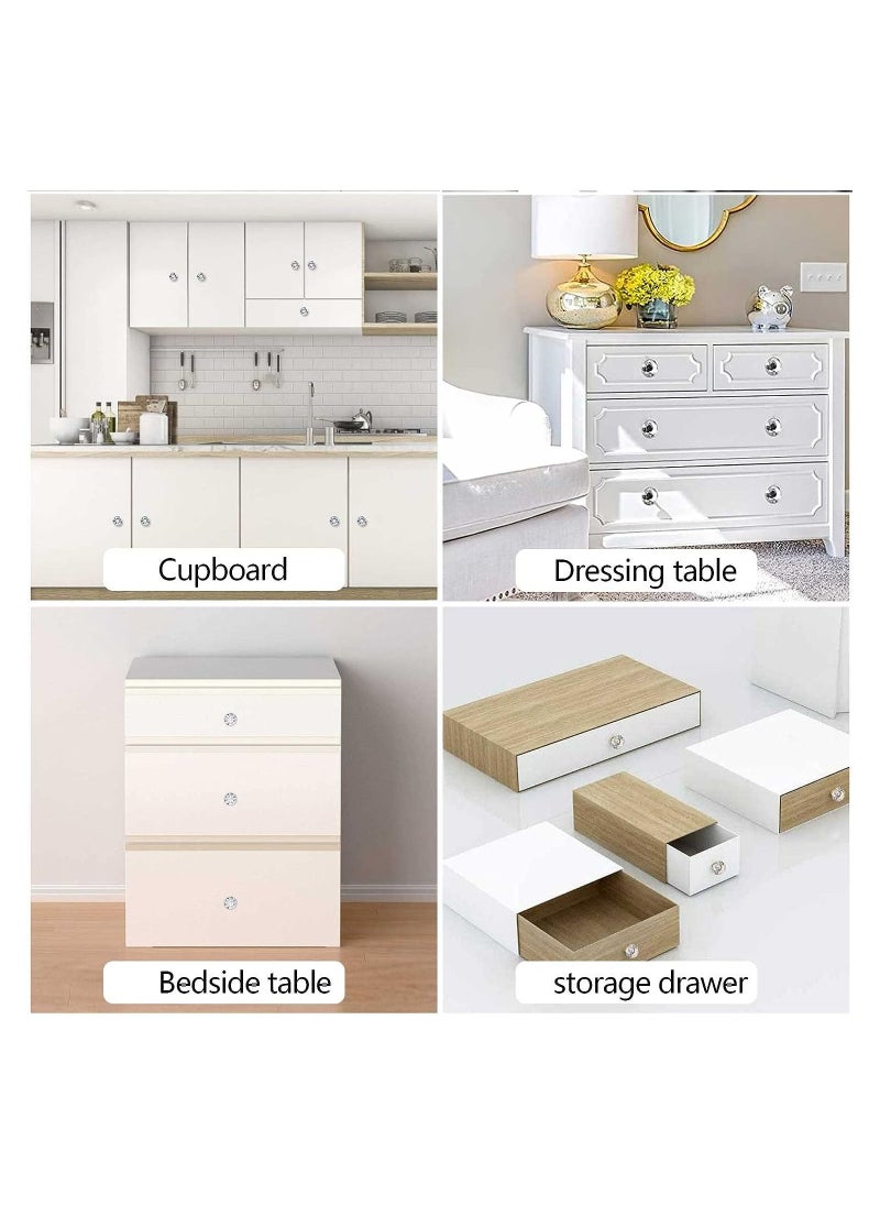 RATSAW - 6 PCS Cabinet Knobs with 2 Sizes Screws 30mm Drawer Handles Crystal Glass Diamond Shaped cupboards Door Knobs for Drawers and Kitchen Bathroom Cabinet Office - Image 1