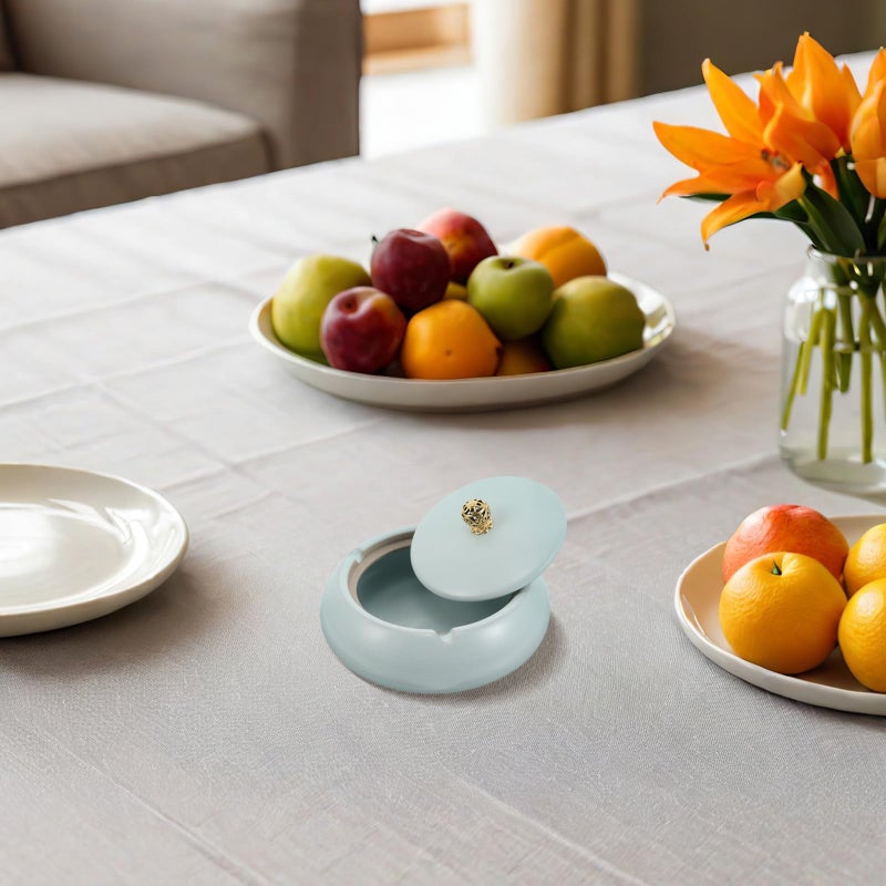 Ceramic Ashtray with Lid Windproof for Indoor Outdoor Desktop Smoking Ash Holder - Image 5