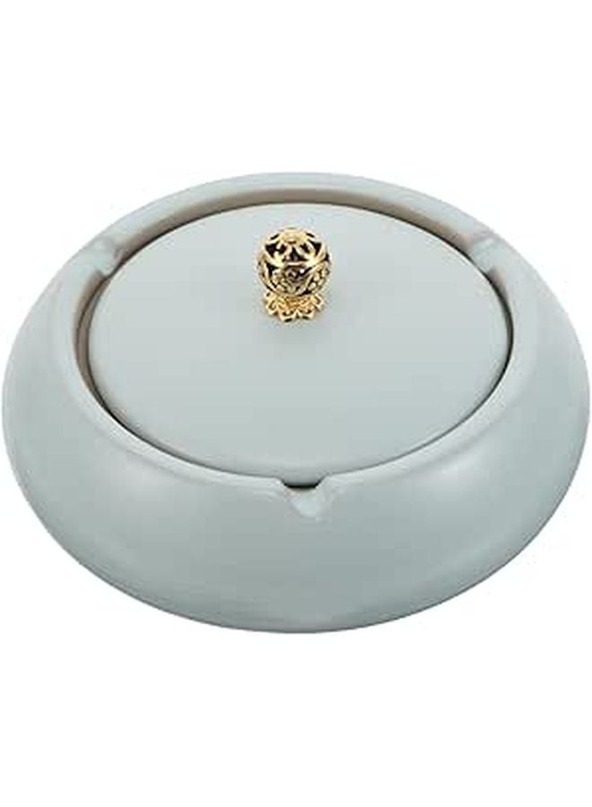 Ceramic Ashtray with Lid Windproof for Indoor Outdoor Desktop Smoking Ash Holder - Image 1