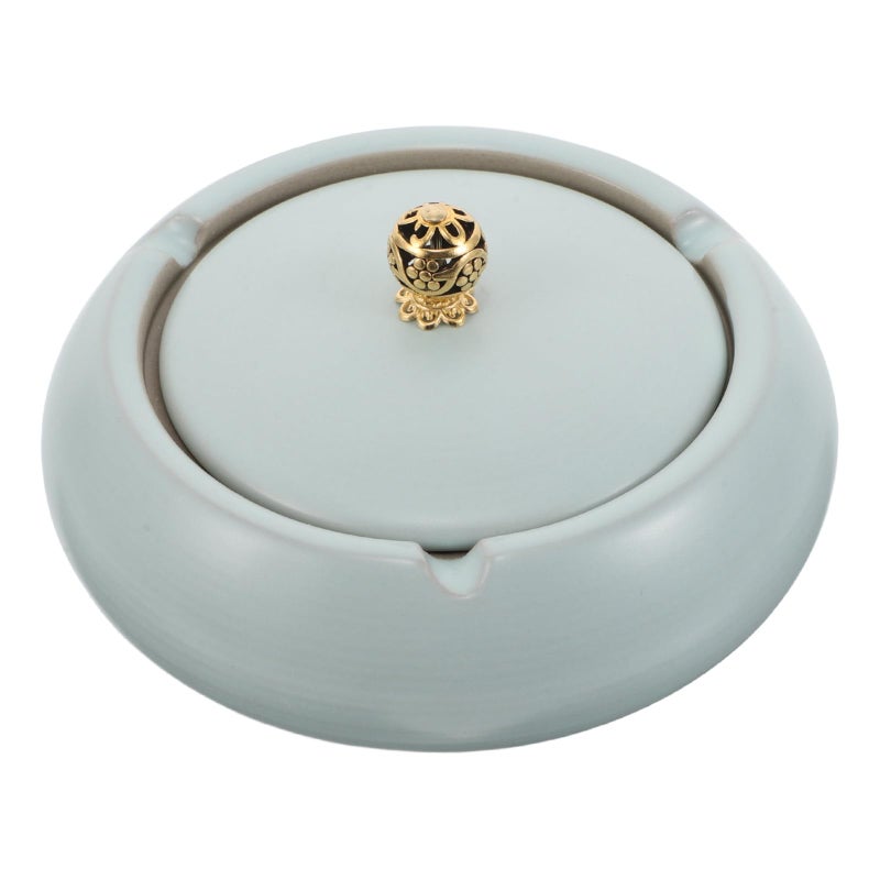 Ceramic Ashtray with Lid Windproof for Indoor Outdoor Desktop Smoking Ash Holder - Image 2