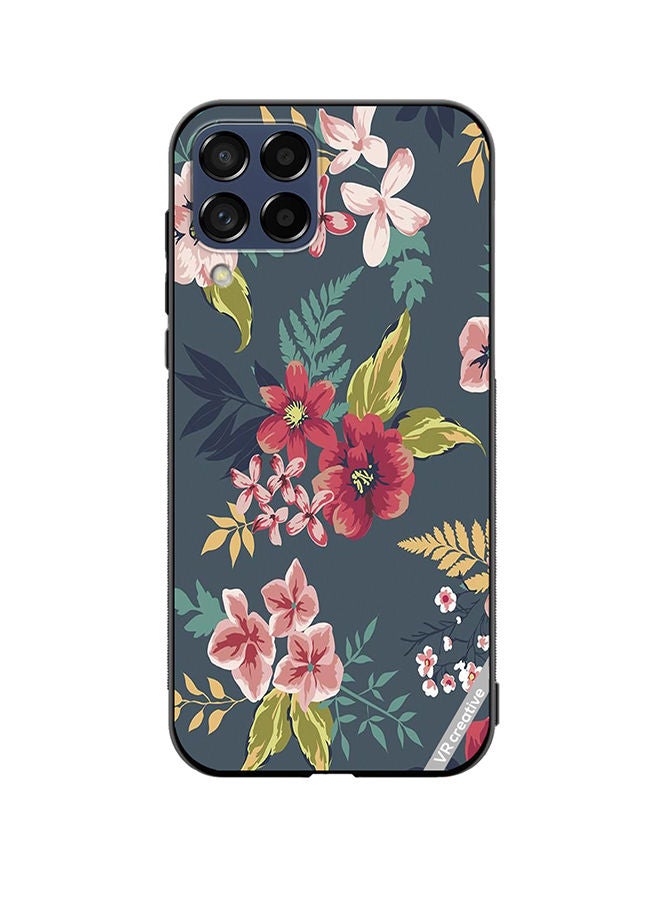 VR CREATIVE Protective Case Cover For Samsung Galaxy M53 Gray Flower Design Multicolour - Image 1