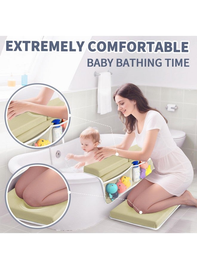 URMYWO Bath Kneeler and Elbow Rest Pad Set - 1.5" Thick Baby Bath Kneeler Pads with Toys Organizer, Anti-Slip Cozy Knee & Arm Support Bathtub Mat, Quick Dry Kneeling Pad for Baby Bath Time - Image 4