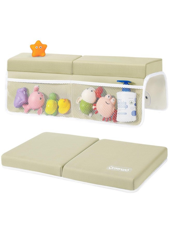 URMYWO Bath Kneeler and Elbow Rest Pad Set - 1.5" Thick Baby Bath Kneeler Pads with Toys Organizer, Anti-Slip Cozy Knee & Arm Support Bathtub Mat, Quick Dry Kneeling Pad for Baby Bath Time - Image 1