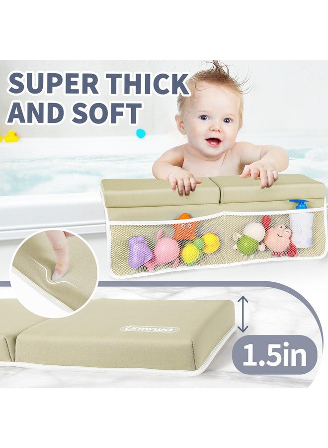 URMYWO Bath Kneeler and Elbow Rest Pad Set - 1.5" Thick Baby Bath Kneeler Pads with Toys Organizer, Anti-Slip Cozy Knee & Arm Support Bathtub Mat, Quick Dry Kneeling Pad for Baby Bath Time - Image 2