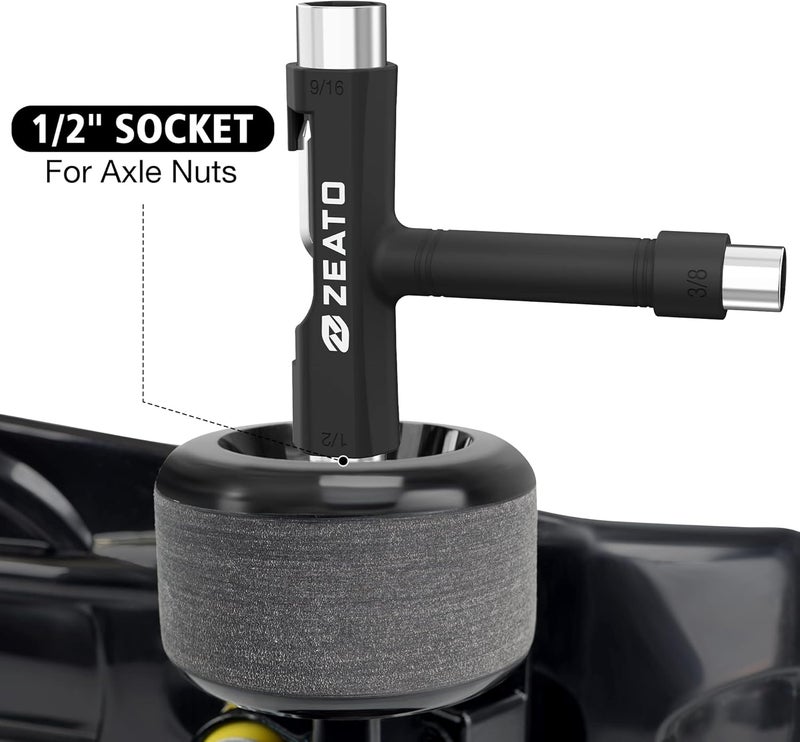 Zeato Multi-Function Portable Skateboard T Tool with Allen Key and Phillips Head Screwdriver - Black - Image 4