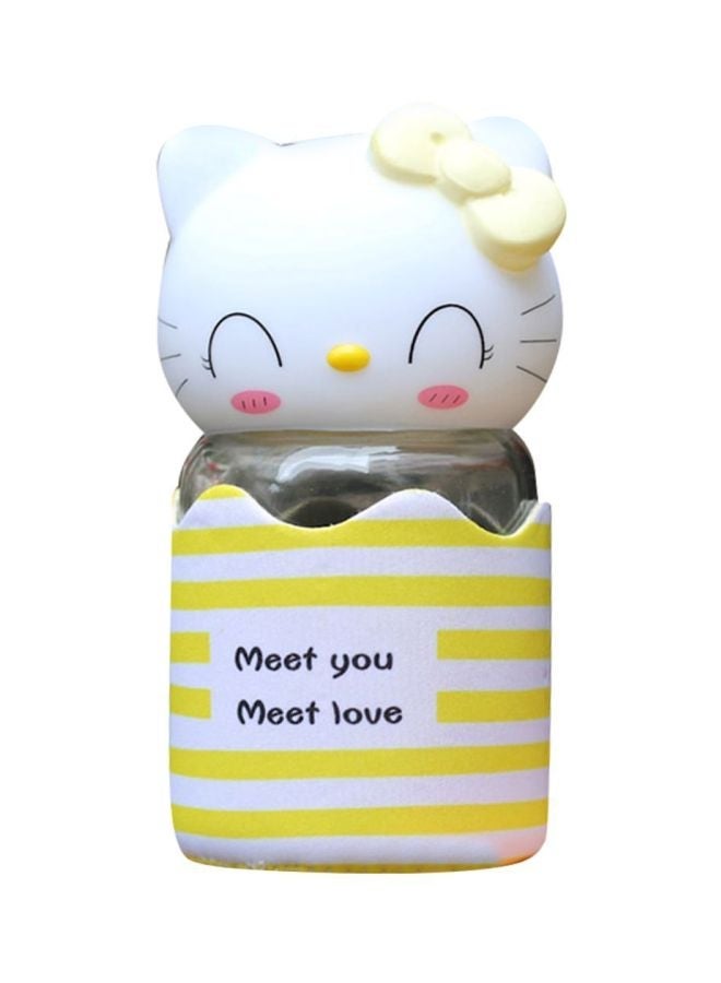 NIBEMINENT Lovely Cute Cat Water Bottle Yellow/White 8x5x15.5cm