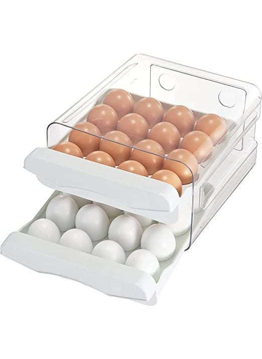 Jolfay Jolfay Egg Storage Box Kitchen Storage Double Drawer Refrigerator Egg BoxSaving Space Stackable MultiLayer Egg Storage Household Egg Fresh Storage Box 1  - Image 1