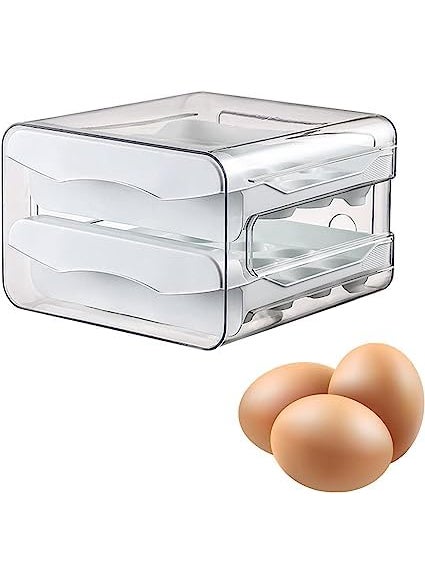 Jolfay Jolfay Egg Storage Box Kitchen Storage Double Drawer Refrigerator Egg BoxSaving Space Stackable MultiLayer Egg Storage Household Egg Fresh Storage Box 1  - Image 3