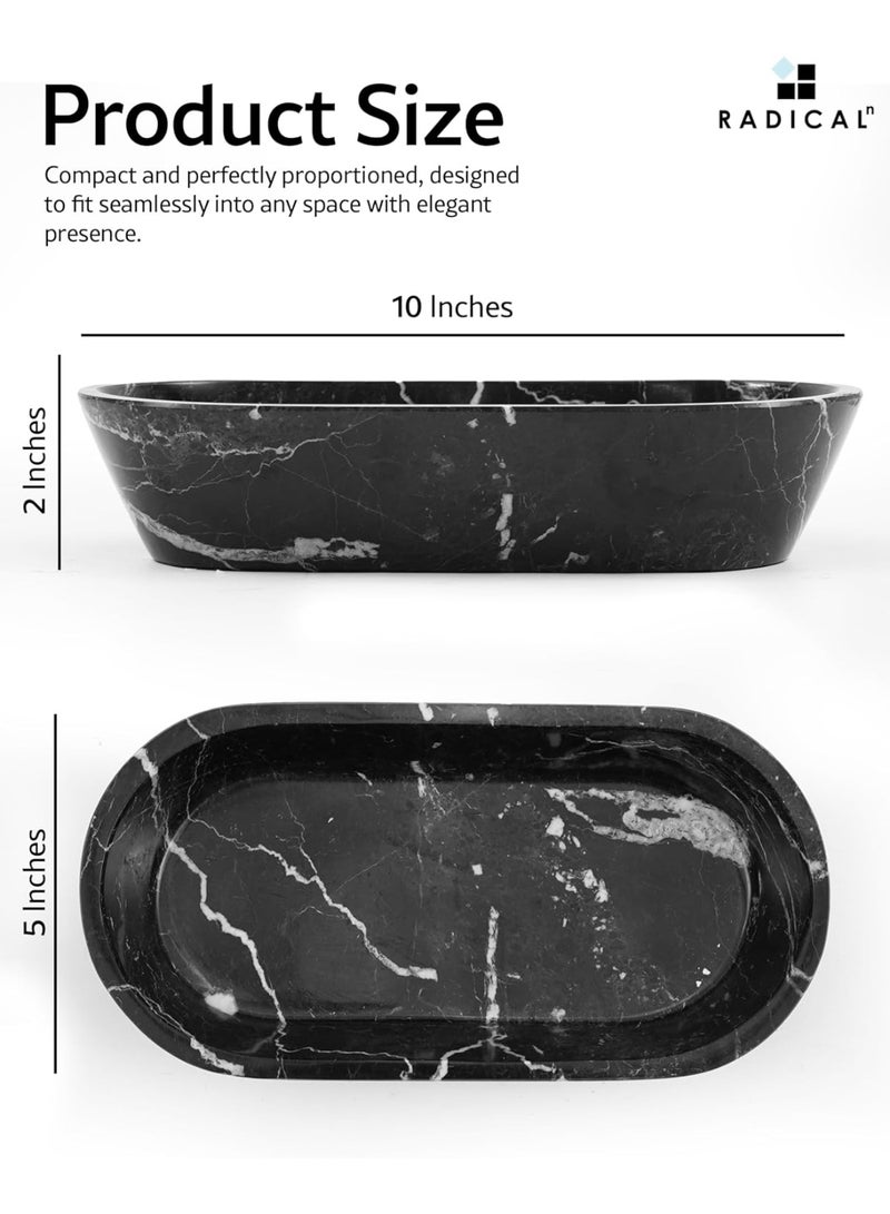 RADICALn Black Marble Dough Bowl | 10" Handmade Decorative Key & Fruit Bowl for Dining & Entryway - Image 3