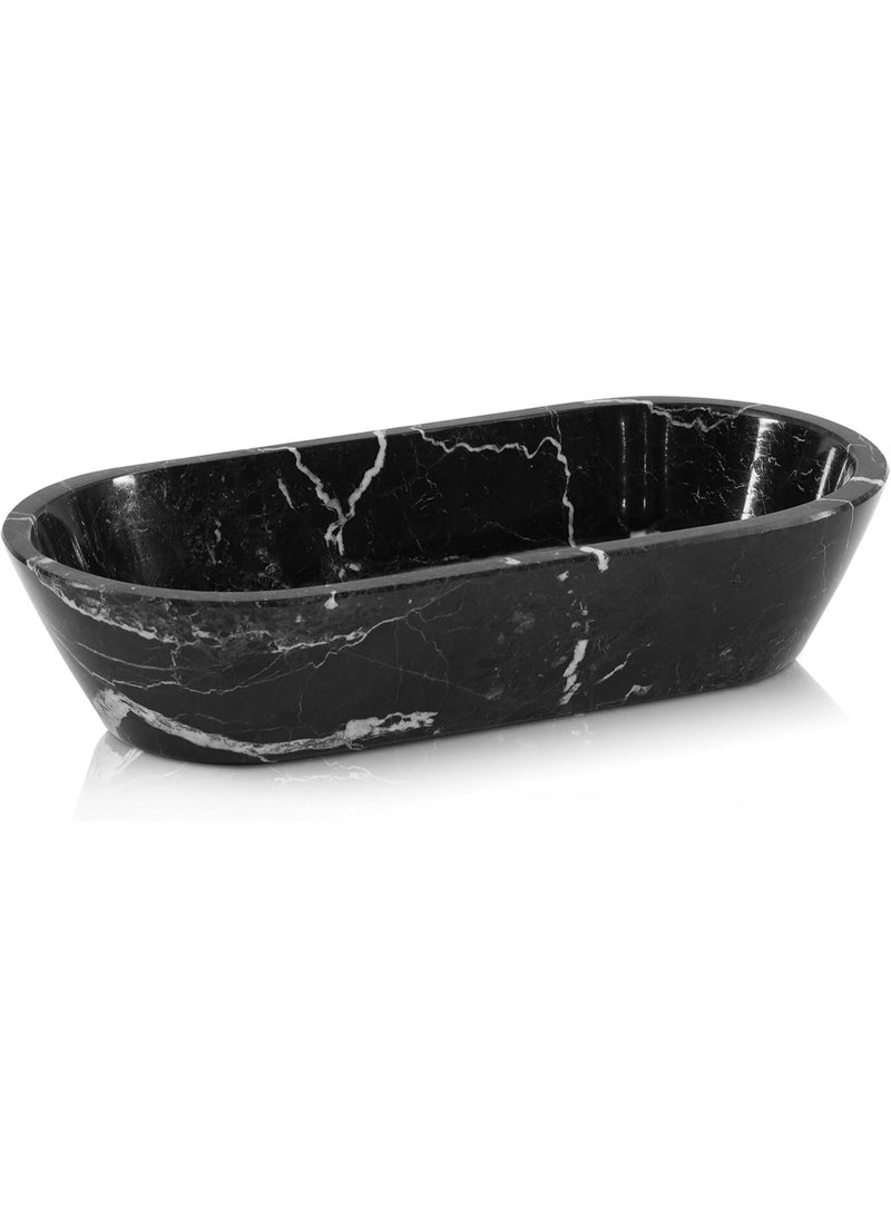 RADICALn Black Marble Dough Bowl | 10" Handmade Decorative Key & Fruit Bowl for Dining & Entryway - Image 1